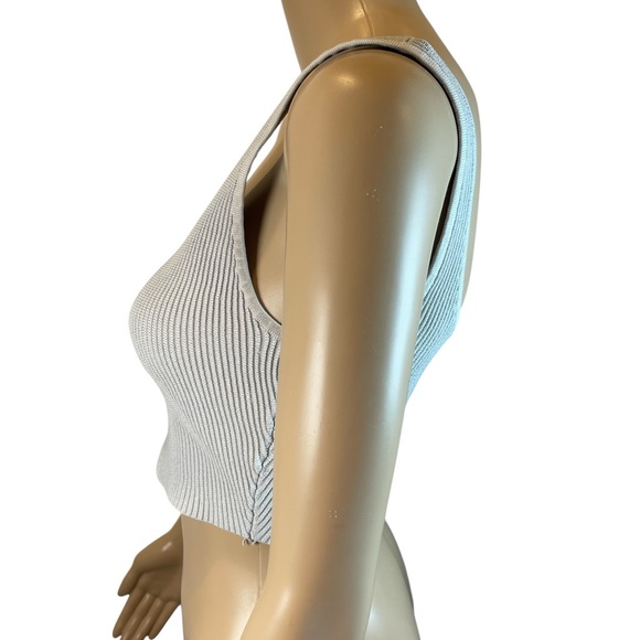 Babaton Scult Knit Cropped Women's Gray  Ribbed Knit Tank Top size S - Picture 3 of 4